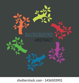 abstract background with various colorful tree motifs
