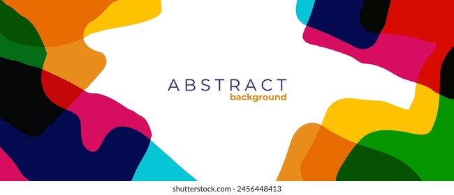 Abstract background with various curved bright colored shapes for creative graphic design. Vector illustration.