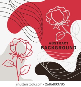 Abstract background with various flower shapes and hand-drawn objects on a colorful background. Vector illustration.