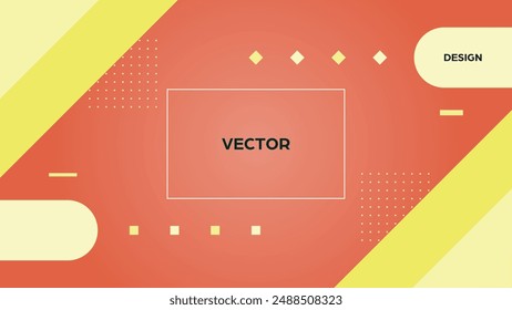 Abstract background with various geometric shapes. Red, yellow vector design.