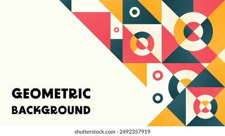 Abstract background with various geometric shapes.