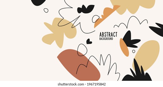 Abstract background with various hand drawn elements in the doodle style. A template for placing your text and design. Images for blog posts, social networks. Different shapes on a light background.
