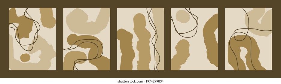 abstract background. Various hand drawn scribble shapes and objects. Modern contemporary trendy vector illustration. Each background is isolated. Pastel colors