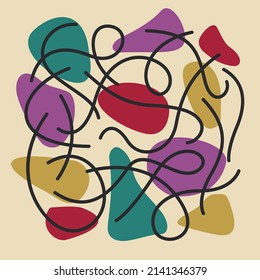 Abstract background with various hand drawn elements in the doodle style. A template for your design.