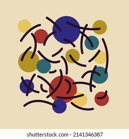 Abstract background with various hand drawn elements in the doodle style. A template for your design.