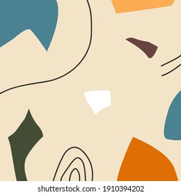 abstract background. Various hand-drawn doodle shapes and objects. Modern contemporary trendy vector illustration. Each background is isolated. Pastel colors