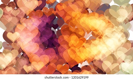 Abstract background with various multicolored hearts. Big and small.