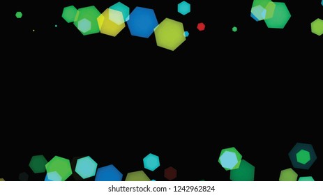 Abstract background with various multicolored hexagons. Big and small.