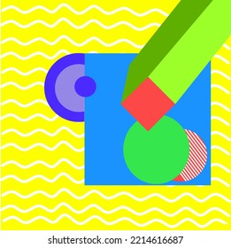 Abstract background with various shapes and colorful patterns.