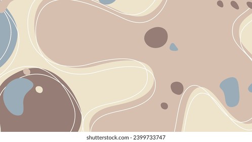 Abstract background various shapes and doodle objects pastel color. Trendy modern contemporary vector illustration.