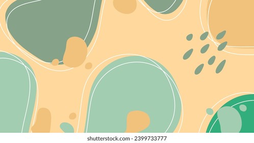 Abstract background various shapes and doodle objects pastel color. Trendy modern contemporary vector illustration.