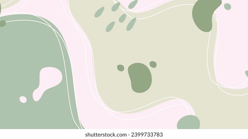 Fondo abstracto de varias formas y objetos de doodle color pastel. Ilustración vectorial contemporánea moderna de moda.