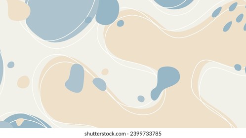 Fondo abstracto de varias formas y objetos de doodle color pastel. Ilustración vectorial contemporánea moderna de moda.