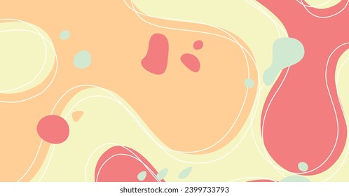 Fondo abstracto de varias formas y objetos de doodle color pastel. Ilustración vectorial contemporánea moderna de moda.