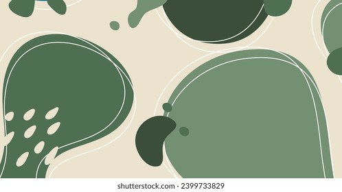 Fondo abstracto de varias formas y objetos de doodle color pastel. Ilustración vectorial contemporánea moderna de moda.