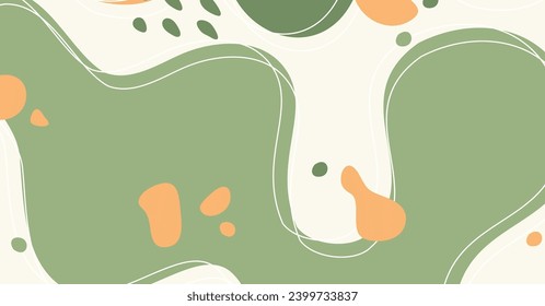 Abstract background various shapes and doodle objects pastel color. Trendy modern contemporary vector illustration.