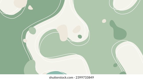 Fondo abstracto de varias formas y objetos de doodle color pastel. Ilustración vectorial contemporánea moderna de moda.