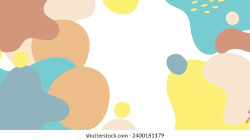 Abstract background various shapes and doodle objects pastel color. Trendy modern contemporary vector illustration.
