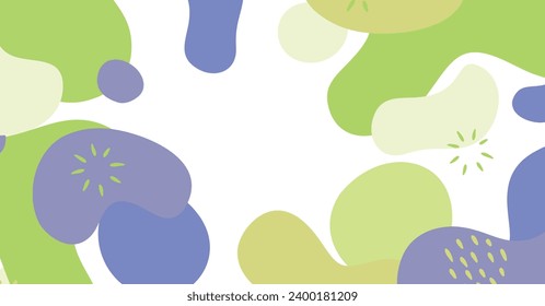 Fondo abstracto de varias formas y objetos de doodle color pastel. Ilustración vectorial contemporánea moderna de moda.
