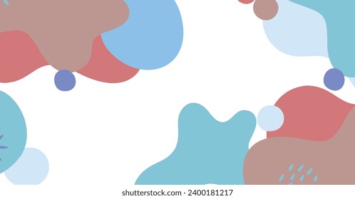 Fondo abstracto de varias formas y objetos de doodle color pastel. Ilustración vectorial contemporánea moderna de moda.