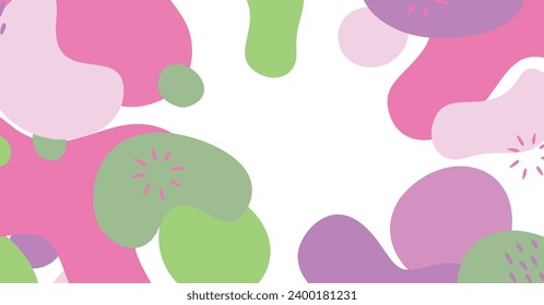 Fondo abstracto de varias formas y objetos de doodle color pastel. Ilustración vectorial contemporánea moderna de moda.