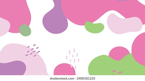 Fondo abstracto de varias formas y objetos de doodle color pastel. Ilustración vectorial contemporánea moderna de moda.