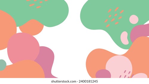 Abstract background various shapes and doodle objects pastel color. Trendy modern contemporary vector illustration.