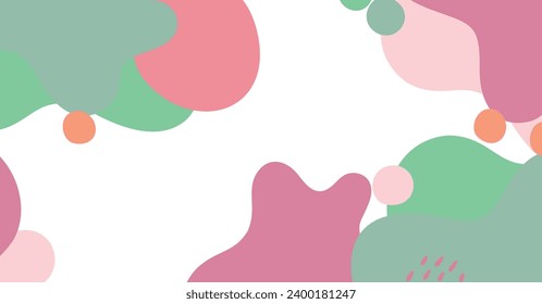 Fondo abstracto de varias formas y objetos de doodle color pastel. Ilustración vectorial contemporánea moderna de moda.