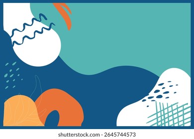 Fondo Abstractas de varias Formas y objetos doodle color pastel. Vector.