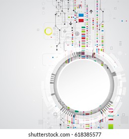 Abstract background with various technological elements. Vertical structure pattern technology backdrop. Vector