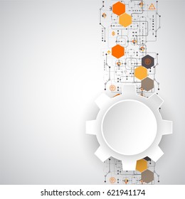 Abstract background with various technological elements. Vertical structure pattern technology backdrop. Vector