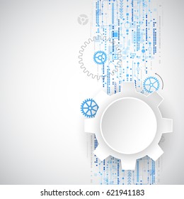 Abstract background with various technological elements. Vertical structure pattern technology backdrop. Vector