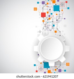 Abstract background with various technological elements. Vertical structure pattern technology backdrop. Vector