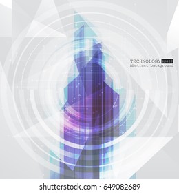 Abstract background with various technological elements. Vertical structure pattern technology backdrop. Vector