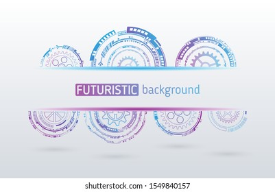 Abstract background with various technology elements. Hi-tech communication concept. Circular connection structure vector illustration.