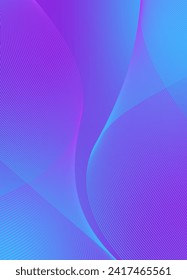Abstract background vector blue, violet with dynamic waves for wedding. Futuristic technology backdrop with network wavy lines. Premium template with stripes, gradient mesh for banner or poster.