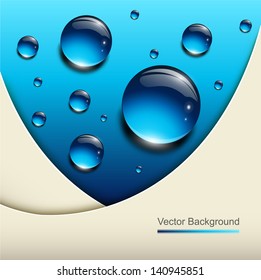 Abstract background with vector blue water drops.
