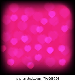 abstract  background vector of bokeh heart shape pink color 