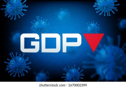 Abstract Background Vector Of Coronavirus 2019-nCov Flu And Decreasing Economic Growth Or GDP