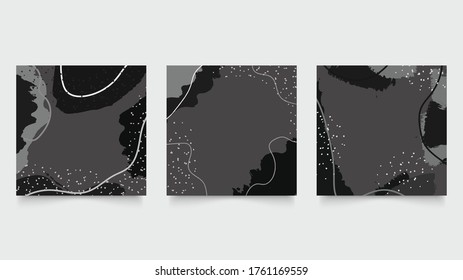 Abstract background vector with dark line arts. Creative pattern with hand drawn shapes. Design background for social media post, cover, print and wallpaper