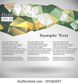 Abstract background. Vector depiction of 3d triangulated shapes with space for text.