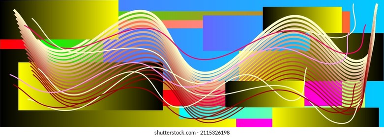 Abstract background vector design geometric pattern plaid and colorful random wave lines, for print media background, textile, carpet, wall decoration and other digital print media. Future cool design