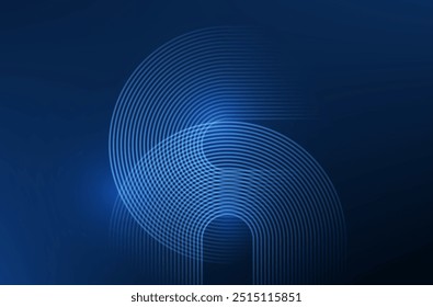 Abstractas diseño de Vector de fondo. Fondo de líneas de círculo brillante. Patrón azul oscuro circular geométrico mínimo. Concepto de diseño de Tecnología. Moderno Anuncio de líneas redondeadas brillantes.