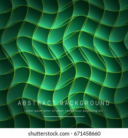 Abstract  background vector design of green and black wavy rectangles geometric pattern wallpaper