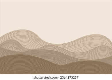 Abstract of background vector. Design japanese style of line wave of brown background. Design print for illustration, magazine, cover, card, background, wallpaper. Set 3