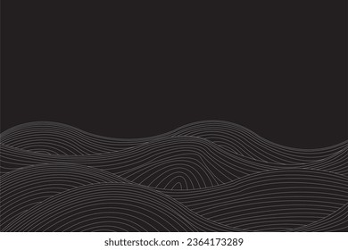 Abstract of background vector. Design japanese style of line wave of black background. Design print for illustration, magazine, cover, card, background, wallpaper. Set 11