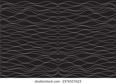 Abstract of background vector. Design japanese style of line wave white on black background. Design print for illustration, magazine, cover, card, background, wallpaper. Set 10