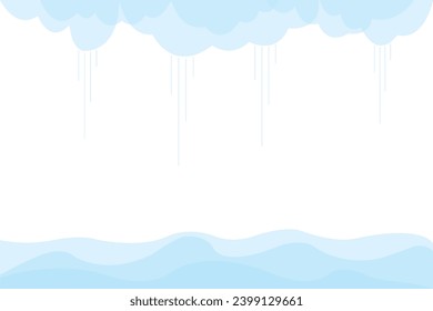 Abstract of background vector. Design kids cartoon of cloud rains  blue on white background. Design print for illustration, presentation, task, magazine, cover, card, background, wallpaper. Set 5