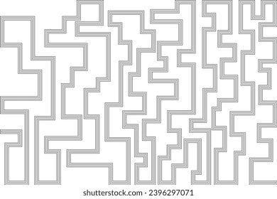 Abstract of background vector. Design labyrinth of line black of white background. Design print for illustration, textile, puzzle, magazine, cover, card, background, wallpaper. Set 8