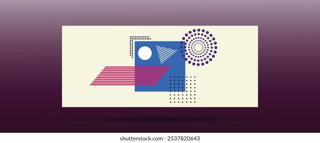 Abstract background vector design. Line abstract with Memphis style design. Modern background with line abstract combination. Suit for banner, web design, voucher, invitation, billboard, and others